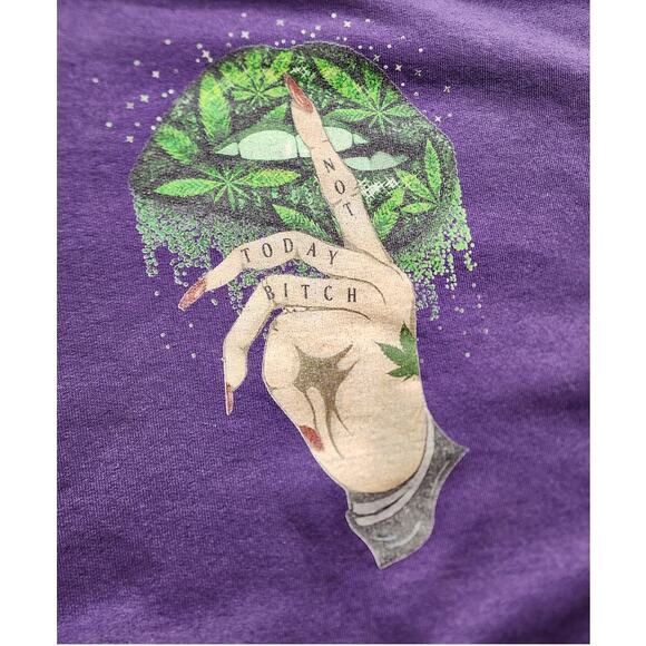 Jerzees Hoodie Women Large Graphic Lips Shh Finger Not Today Sweatshirt Y2K Rare - Picture 1 of 16
